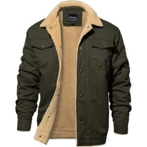 EKLENTSON Men's Winter Jacket Thick Thermal Cotton Warm Fleece Lined Trucker Coat