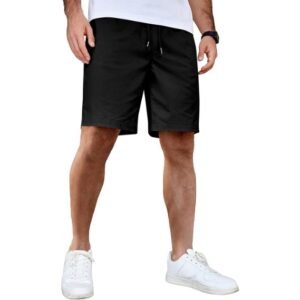 COOFANDY Men's Casual Cotton Elastic Waist Drawstring Shorts – Lightweight Summer Beach Shorts