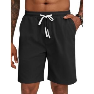 COOFANDY Men’s Casual Shorts – Elastic Waist Drawstring, Lightweight, Summer Beach Shorts with Pockets