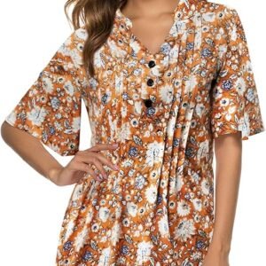 Women's Floral Print V-Neck Tunic Top