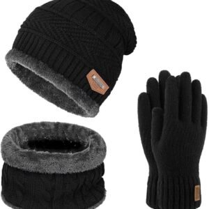 Winter Beanie Hat & Scarf Gloves Set