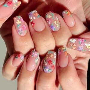5D Embossed Flower Press on Nails