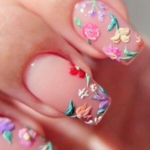 Flower Press on Nails